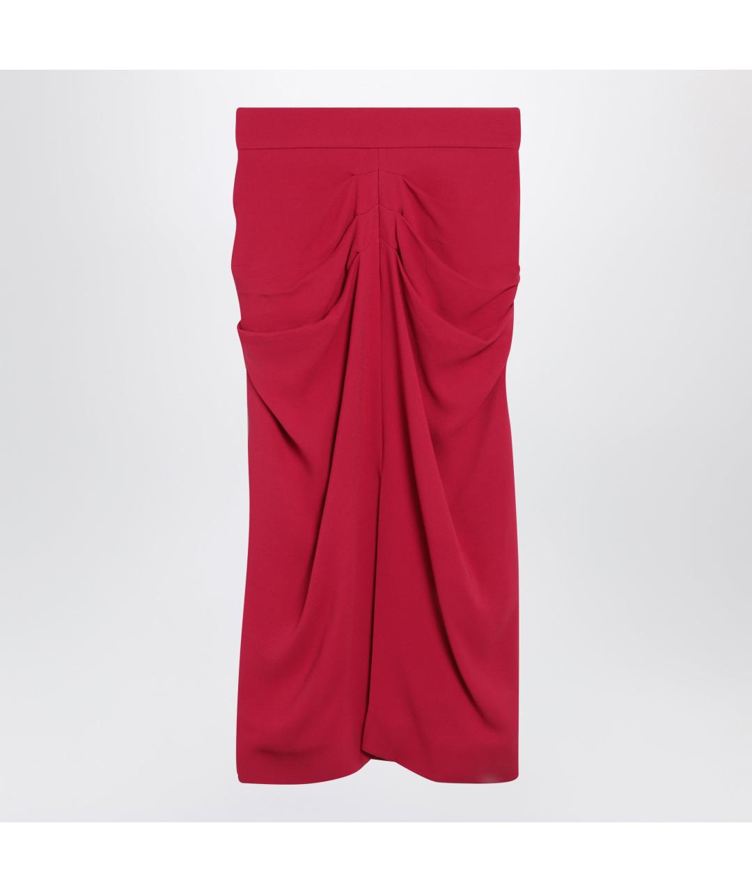 VALENTINO Красная вискозная юбка миди, фото 3