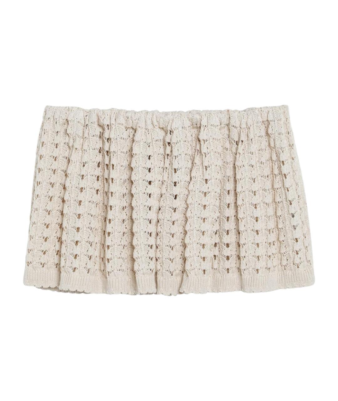 MIU MIU Бежевая хлопковая юбка миди, фото 2