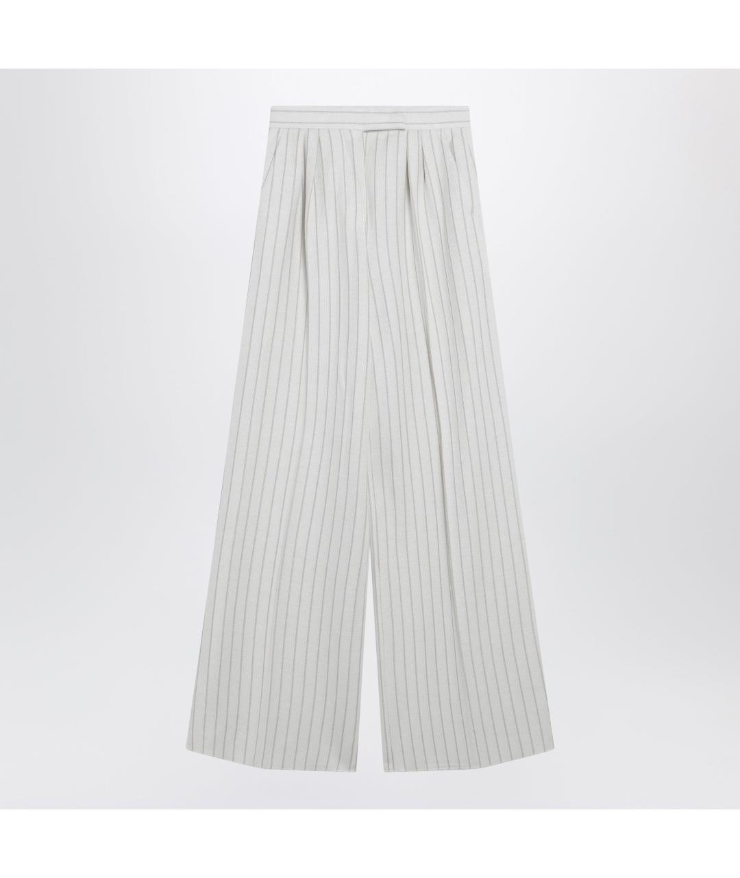 MAX MARA Белые хлопковые прямые брюки, фото 3