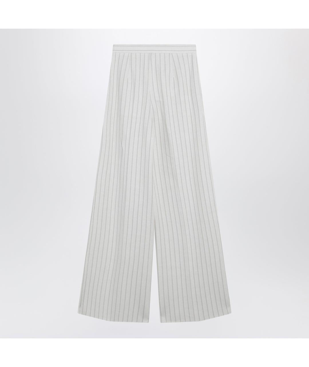 MAX MARA Белые хлопковые прямые брюки, фото 2