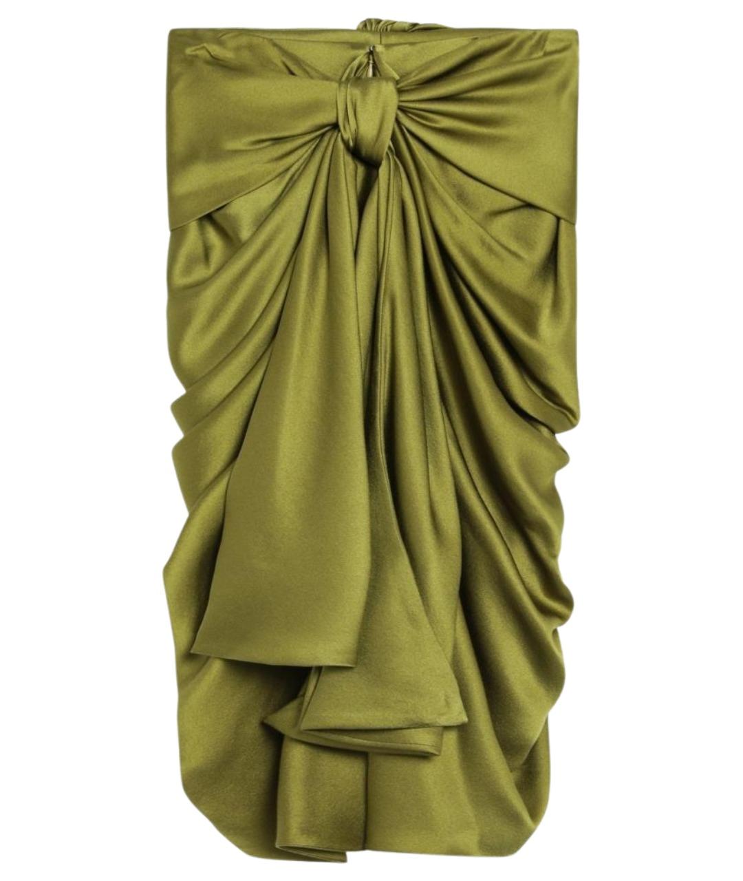 CHLOE Зеленая шелковая юбка миди, фото 2