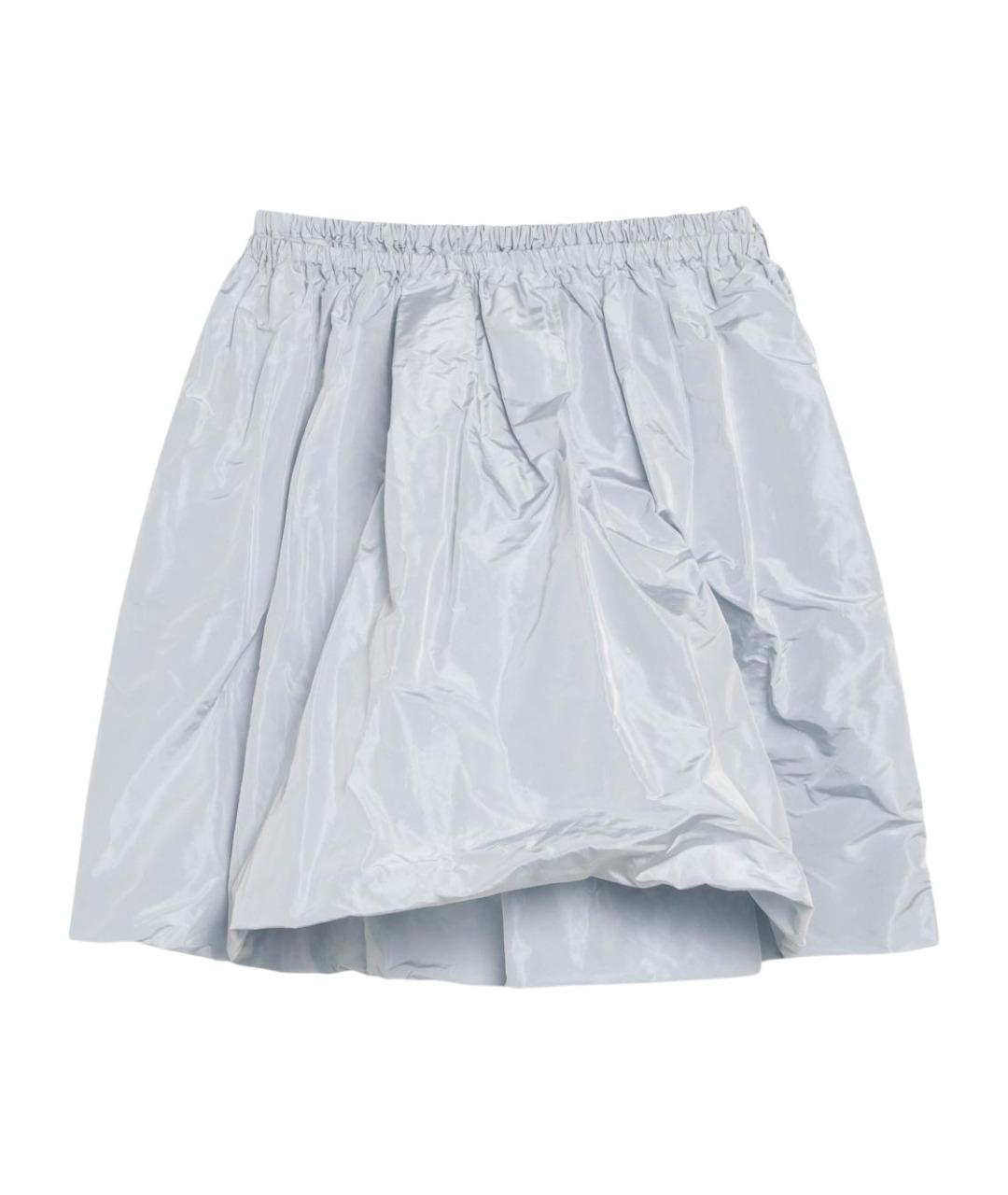 PRADA Голубая шелковая юбка мини, фото 1