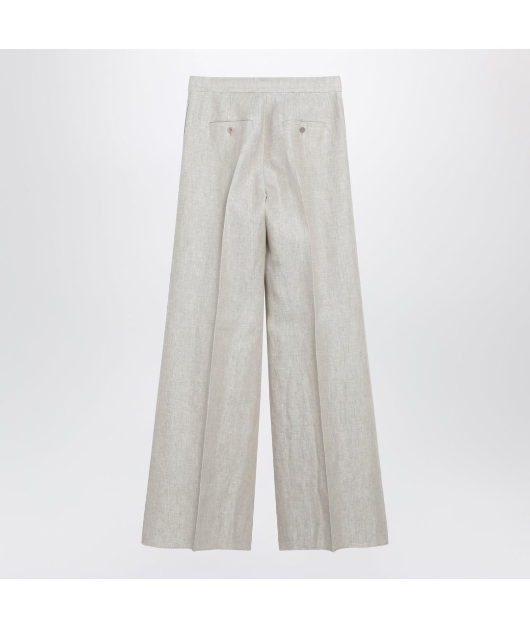MAX MARA Бежевые льняные прямые брюки, фото 2