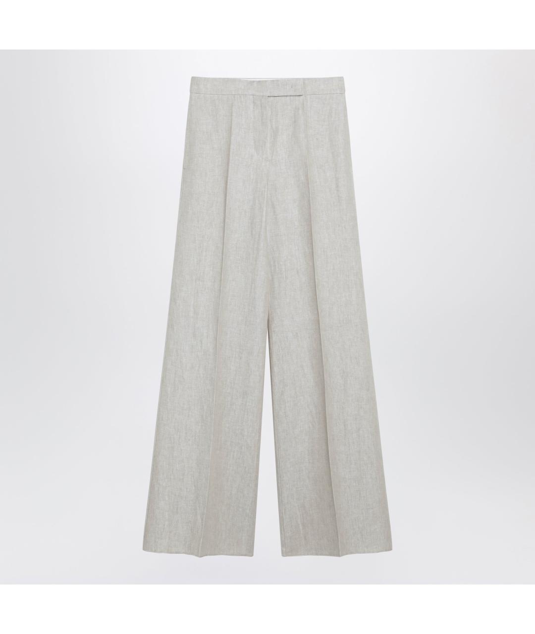 MAX MARA Бежевые льняные прямые брюки, фото 3