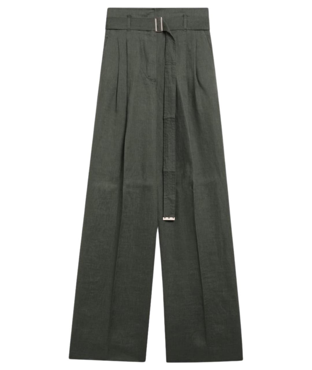 MAX MARA STUDIO Зеленые льняные прямые брюки, фото 1
