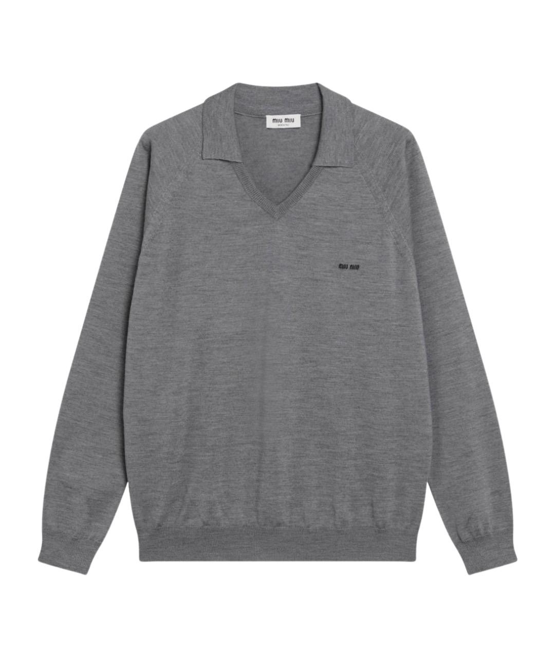 MIU MIU Серый шерстяной джемпер / свитер, фото 1
