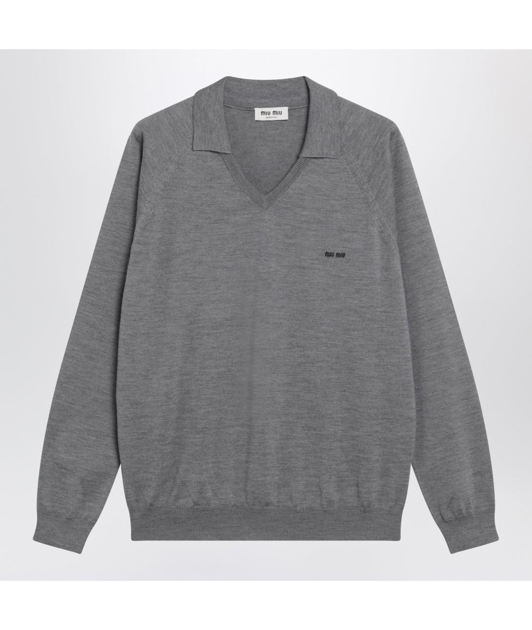 MIU MIU Серый шерстяной джемпер / свитер, фото 3