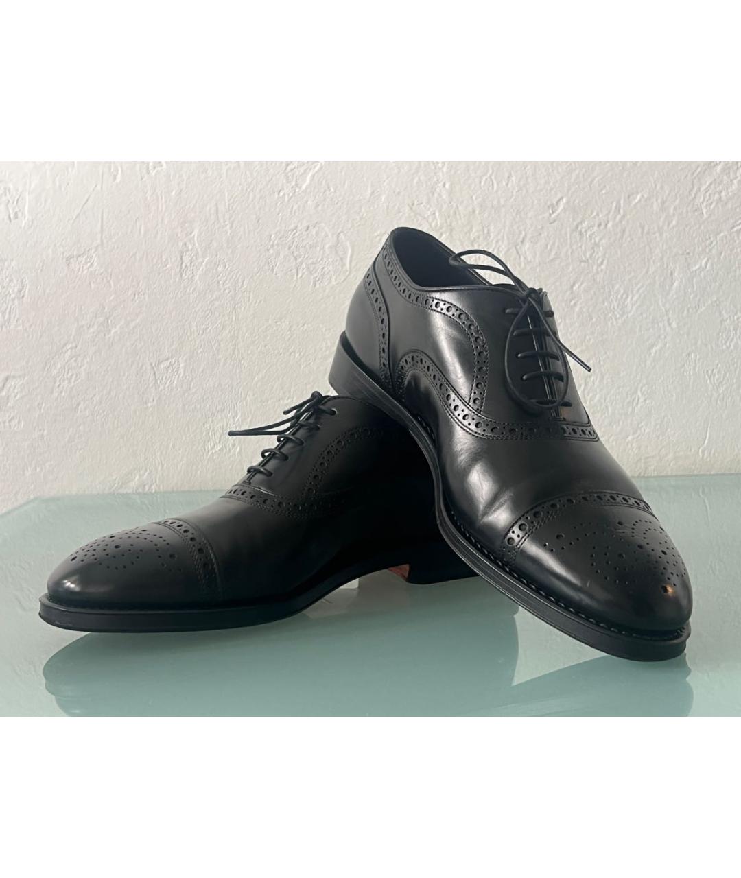SANTONI Черные кожаные туфли, фото 2