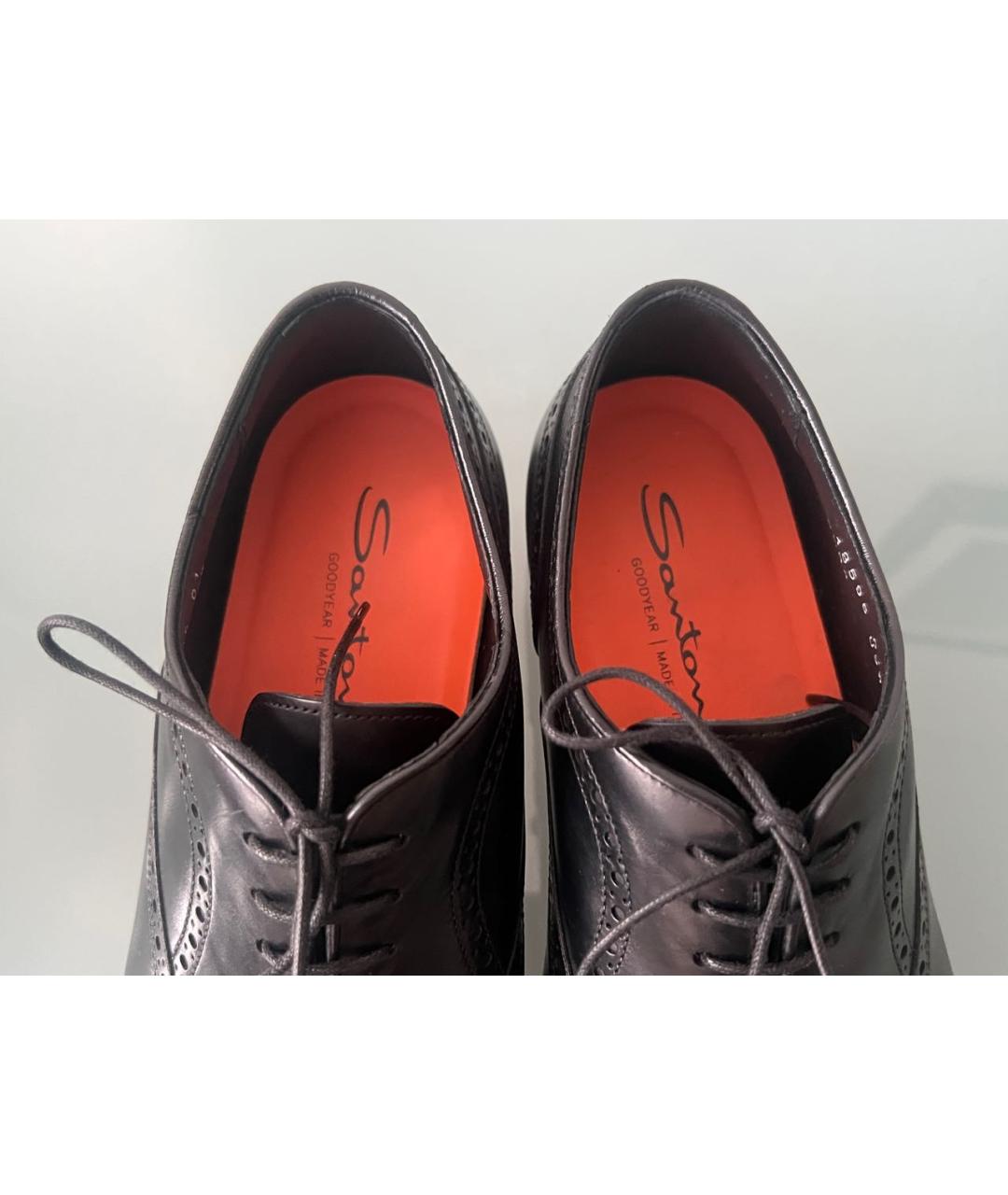 SANTONI Черные кожаные туфли, фото 6