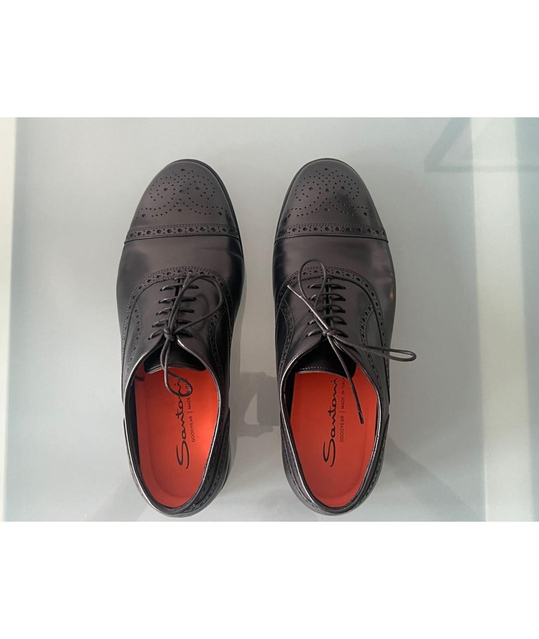 SANTONI Черные кожаные туфли, фото 3