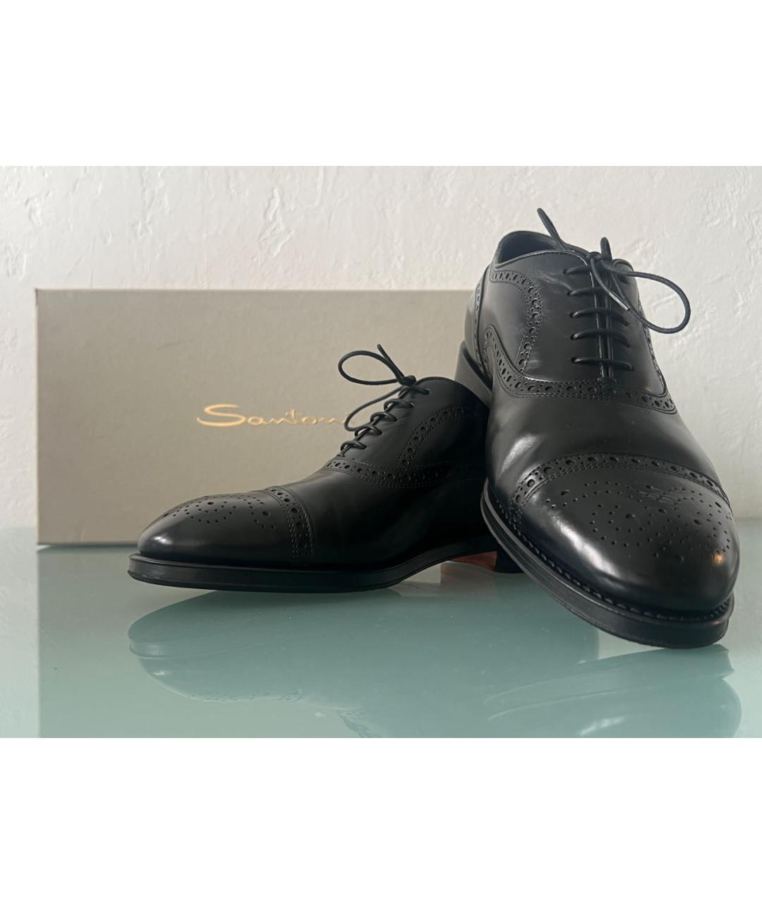 SANTONI Черные кожаные туфли, фото 7