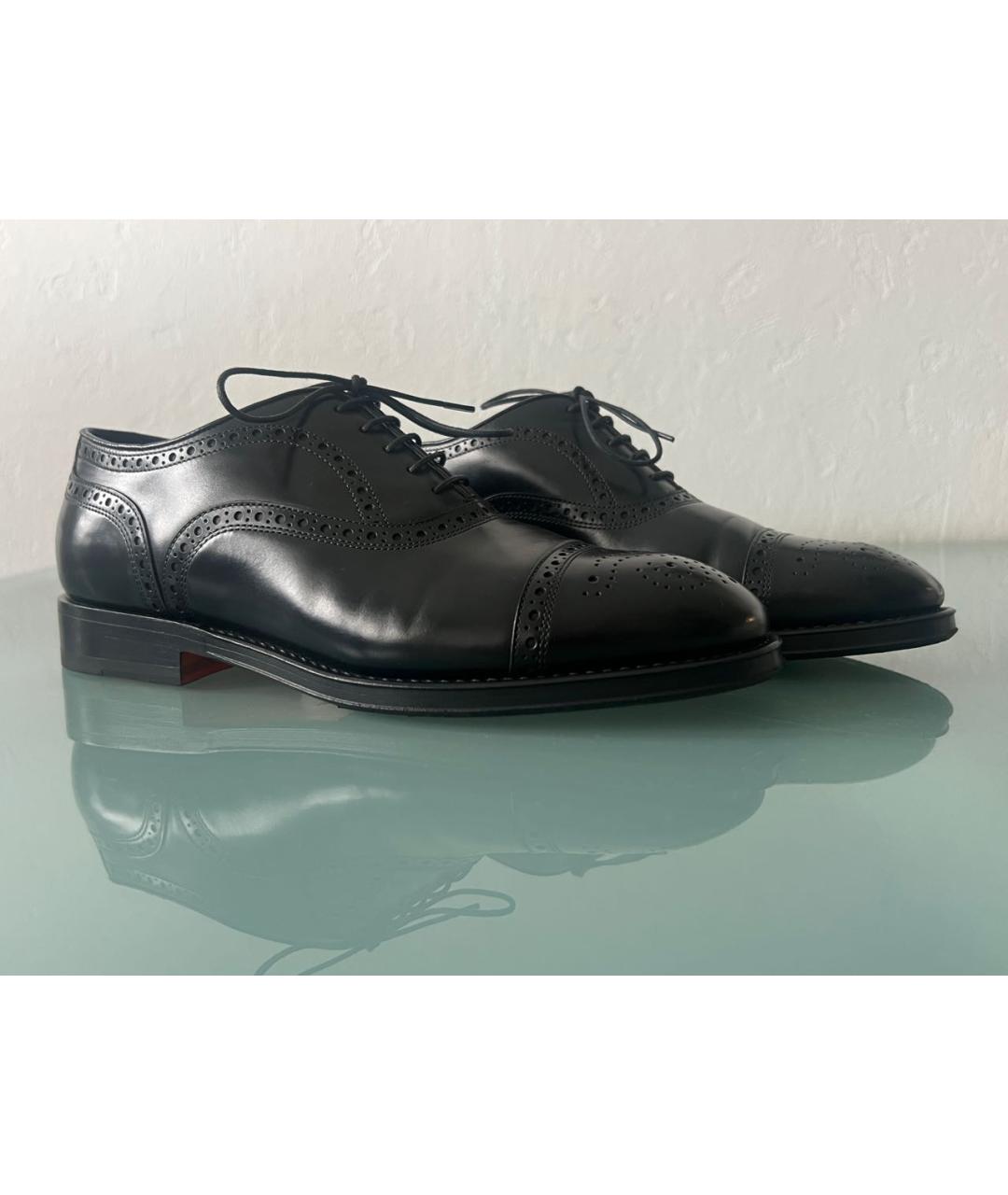 SANTONI Черные кожаные туфли, фото 5