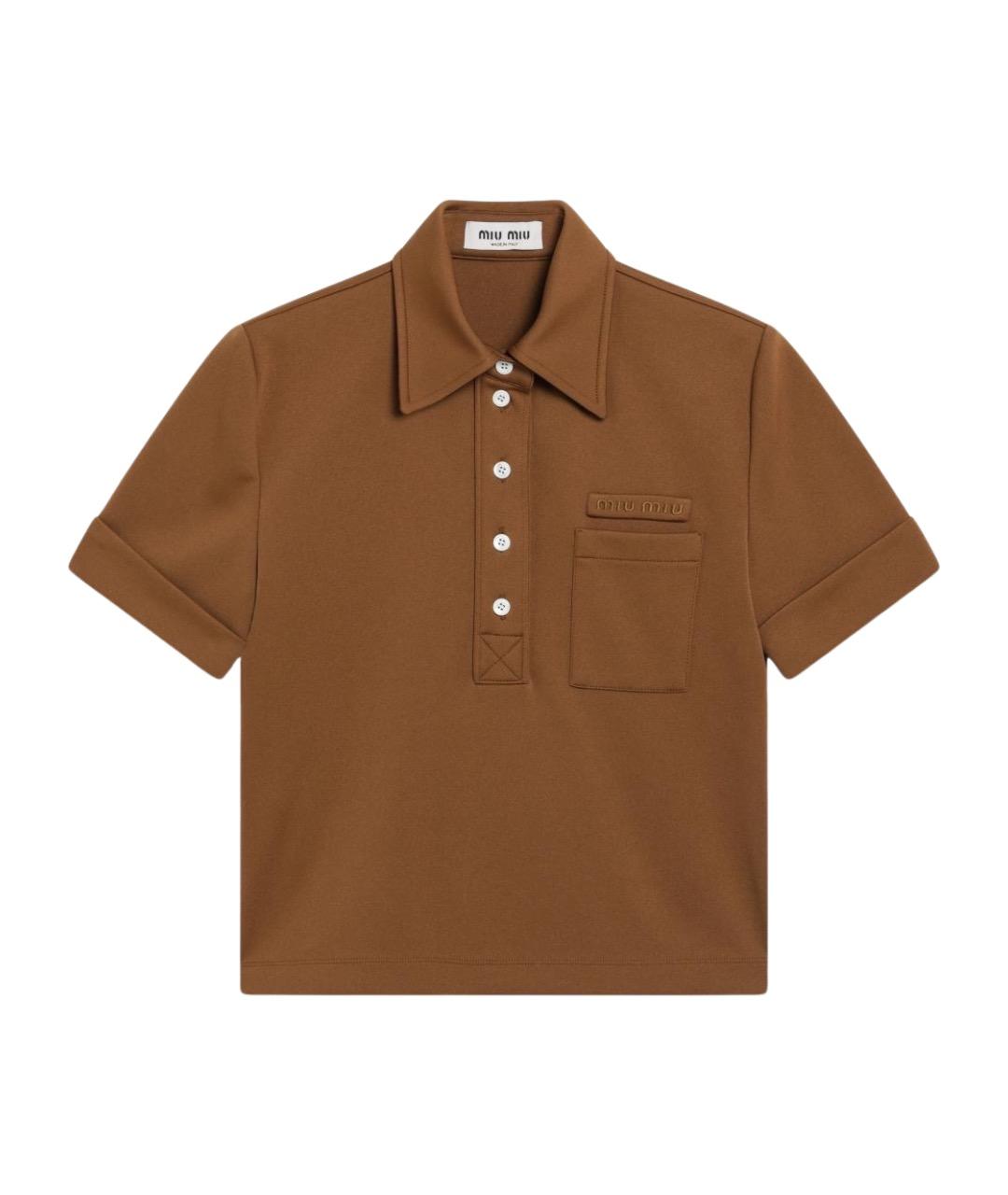 MIU MIU Коричневая хлопковая футболка, фото 1
