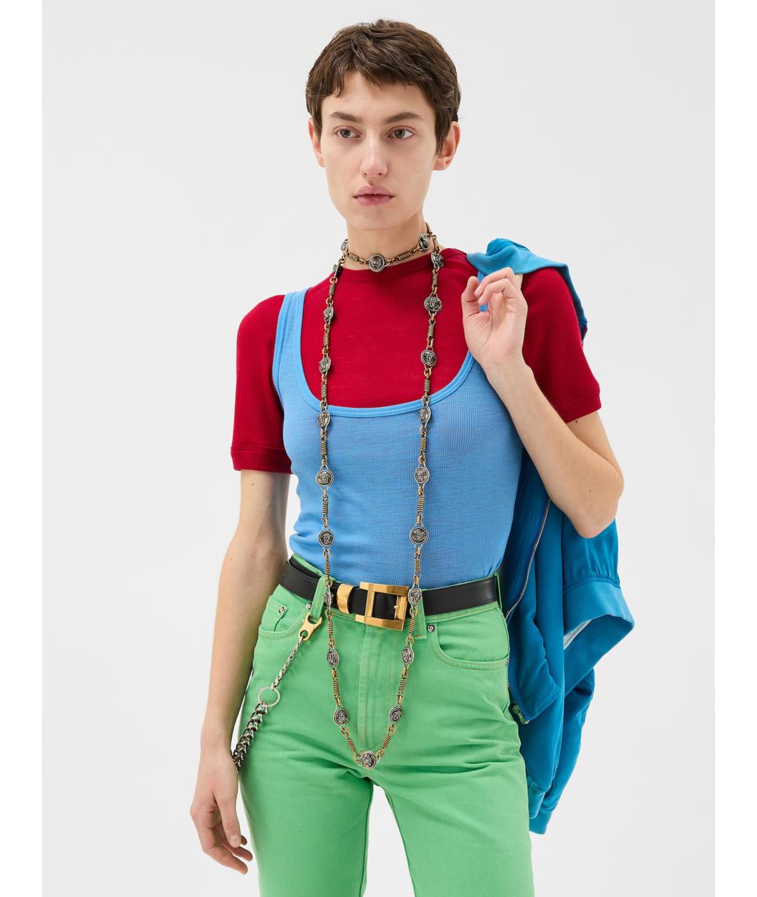 VERSACE Красная шерстяная футболка, фото 5