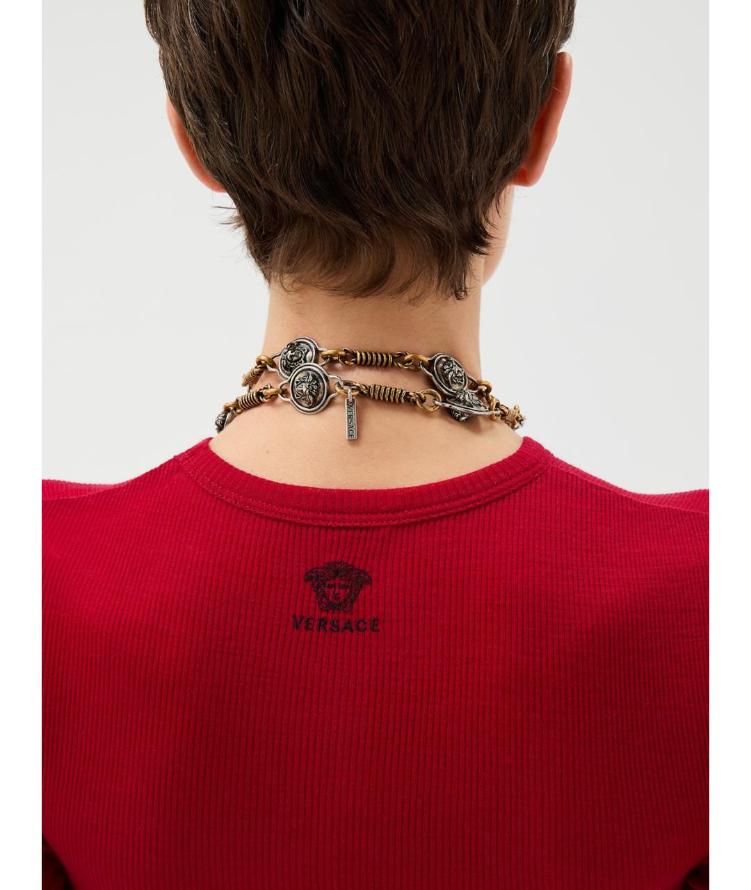 VERSACE Красная шерстяная футболка, фото 4