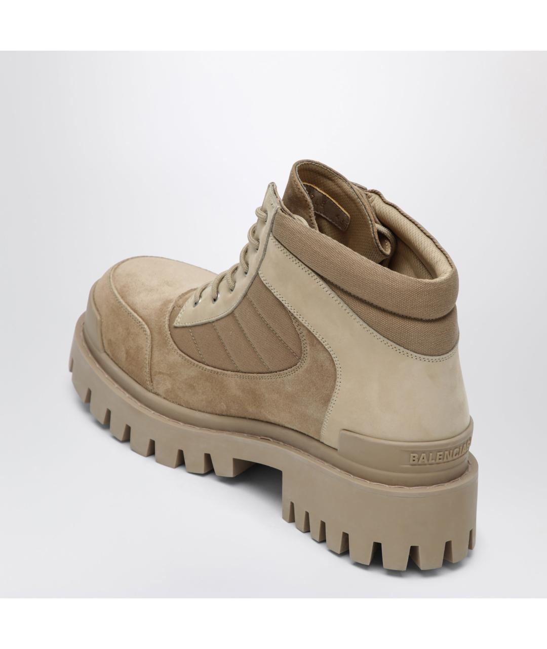 BALENCIAGA Бежевые текстильные низкие ботинки, фото 2
