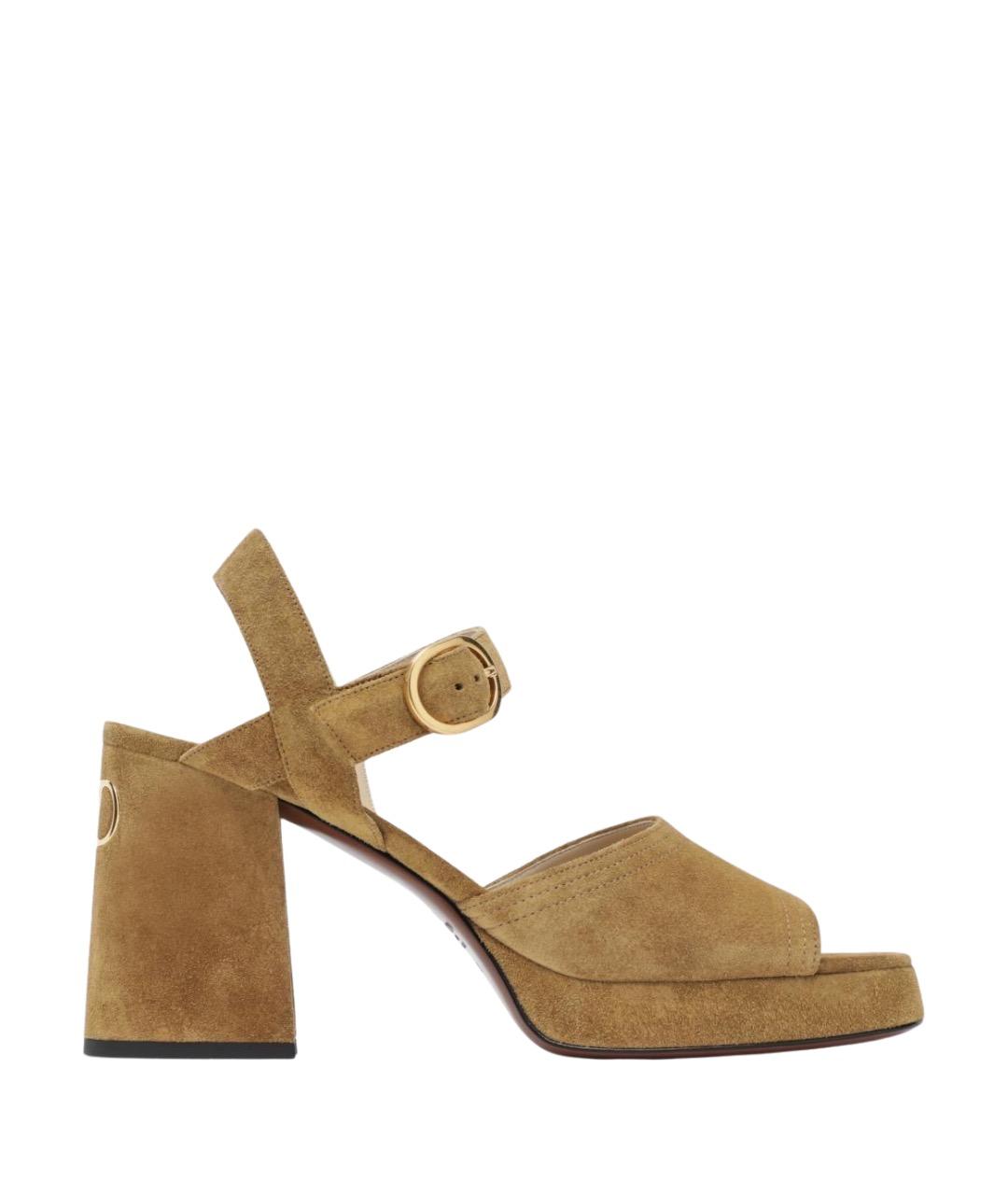 VALENTINO Бежевые замшевые босоножки, фото 1
