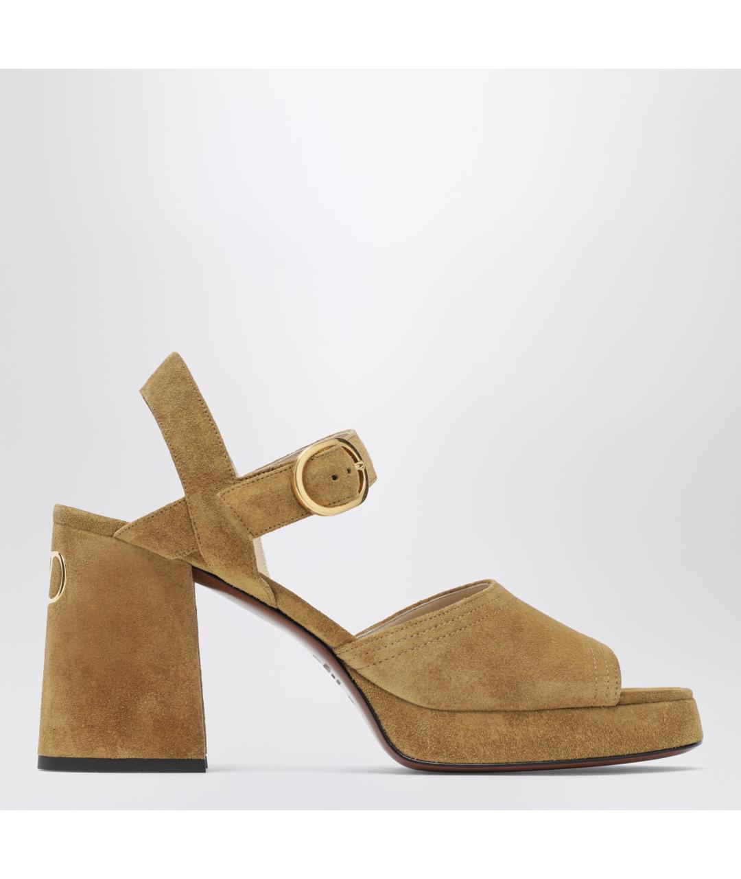 VALENTINO Бежевые замшевые босоножки, фото 3