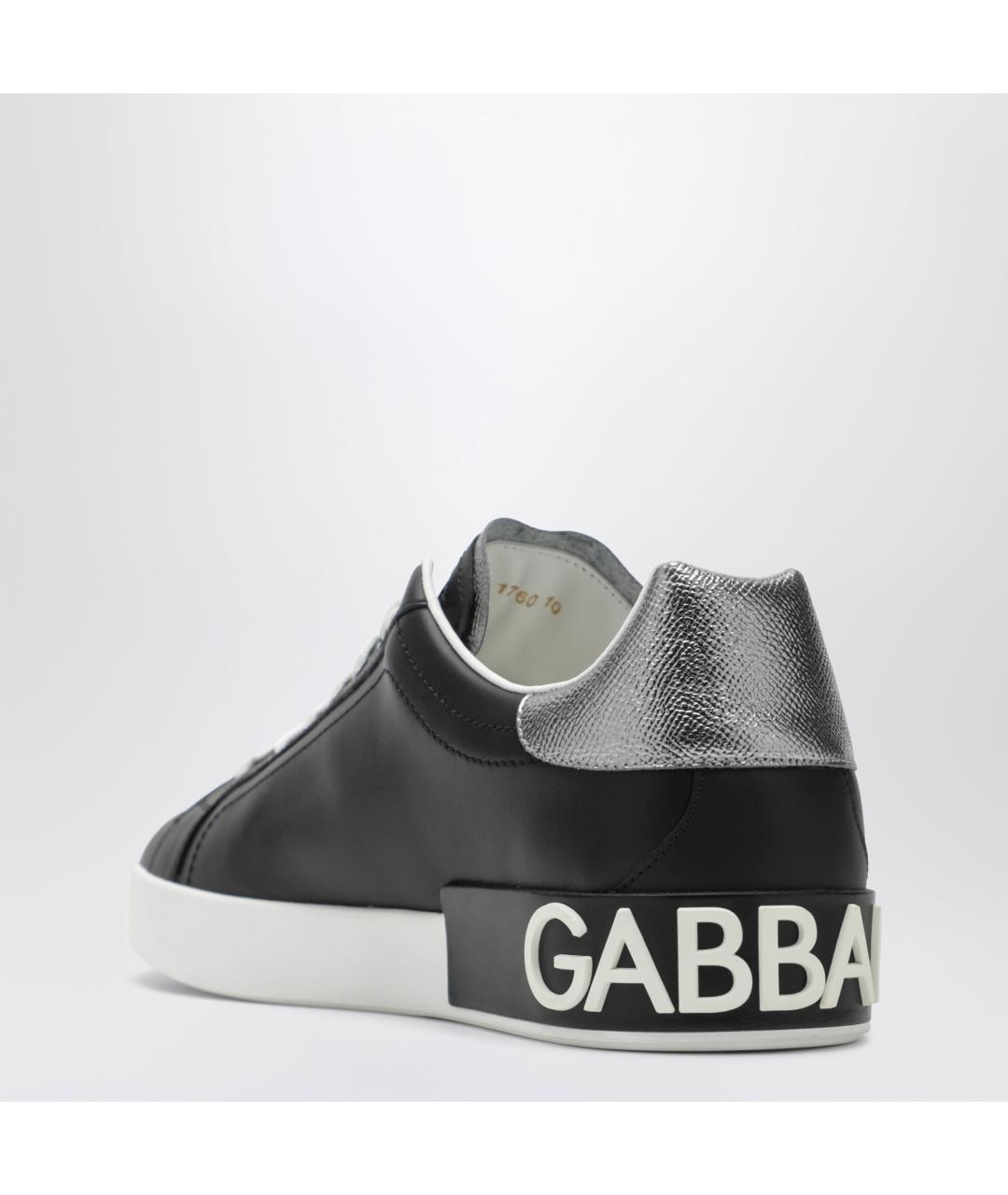 DOLCE&GABBANA Черные кожаные низкие кроссовки / кеды, фото 2