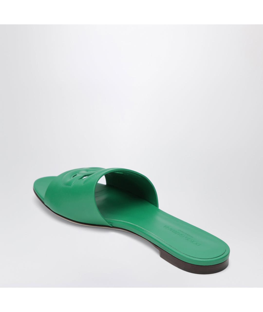 DOLCE&GABBANA Зеленые кожаные шлепанцы, фото 2