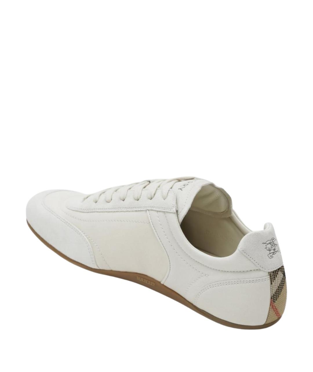 BURBERRY Бежевые кожаные низкие кроссовки / кеды, фото 2