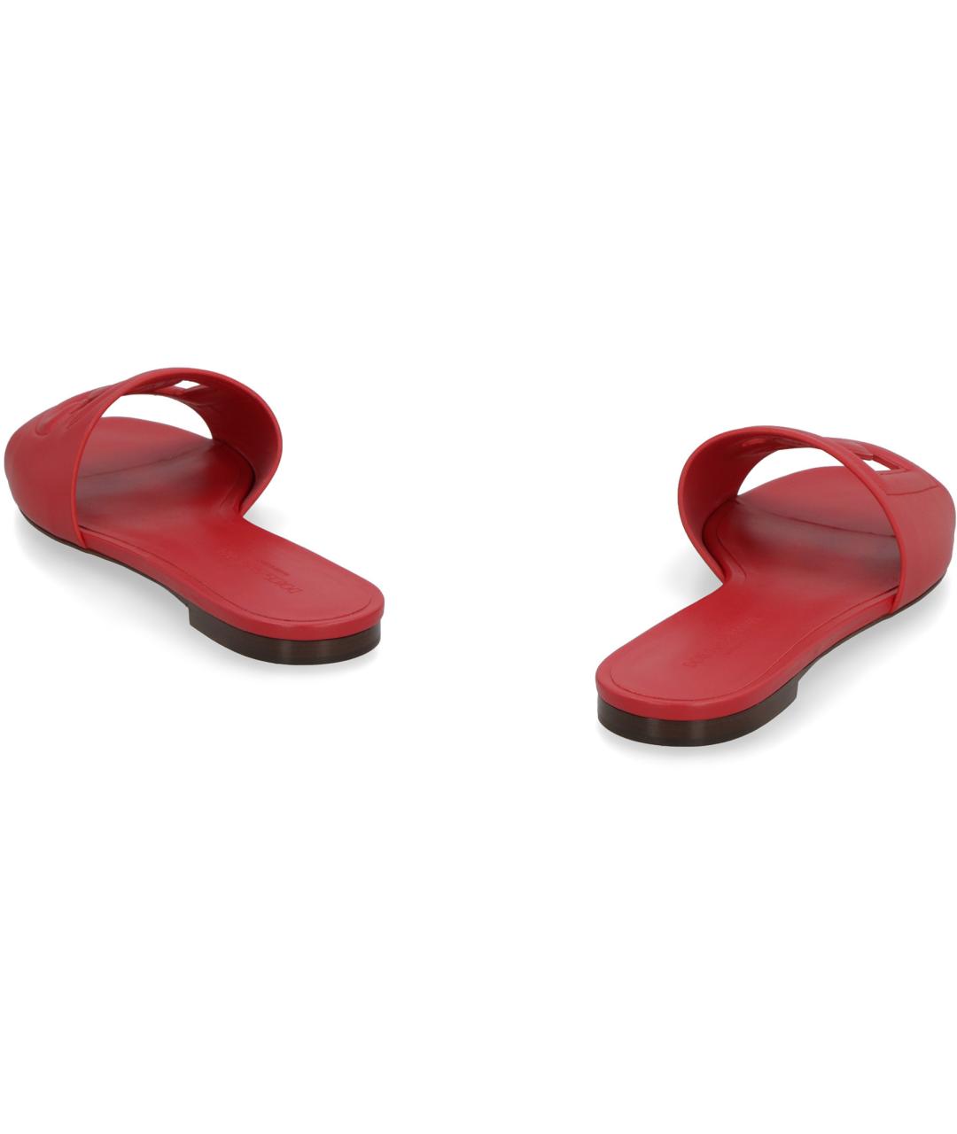 DOLCE&GABBANA Красные кожаные шлепанцы, фото 4