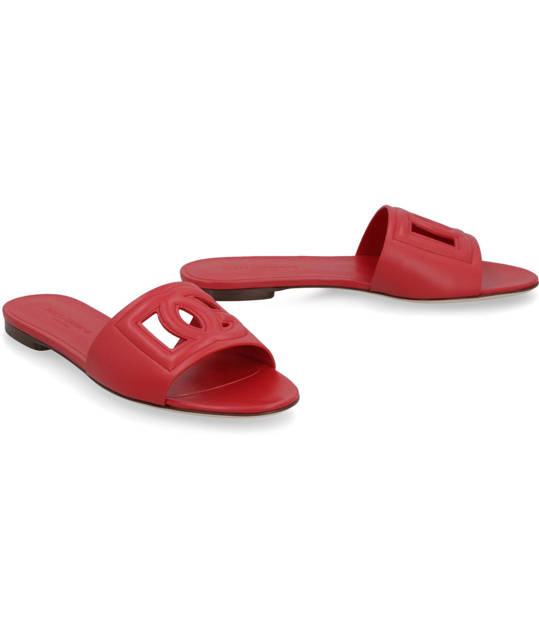 DOLCE&GABBANA Красные кожаные шлепанцы, фото 3