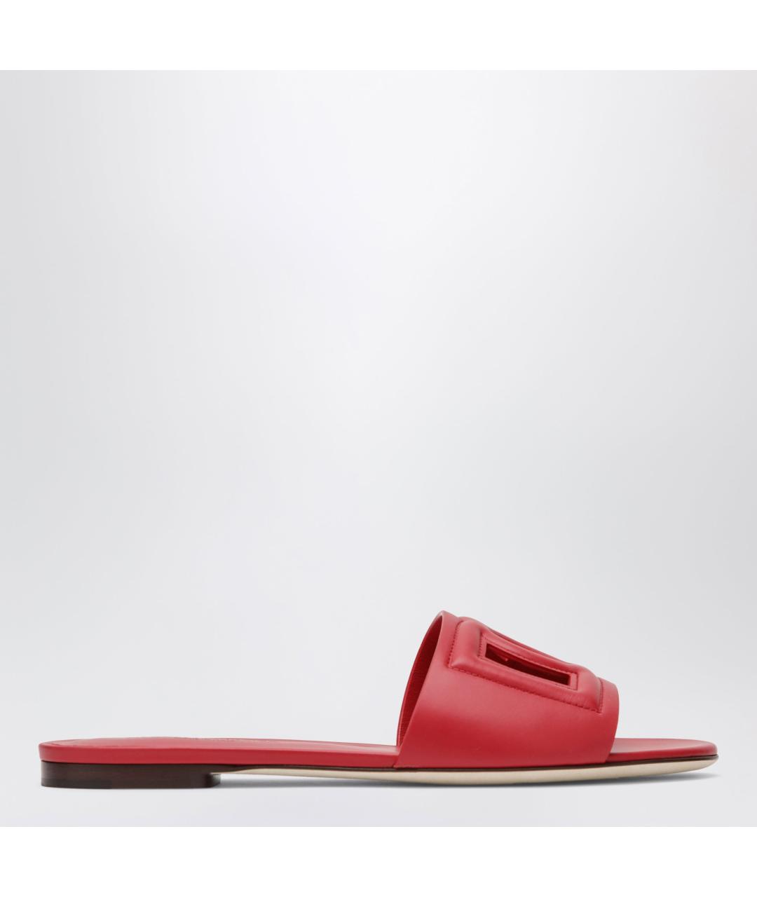 DOLCE&GABBANA Красные кожаные шлепанцы, фото 5