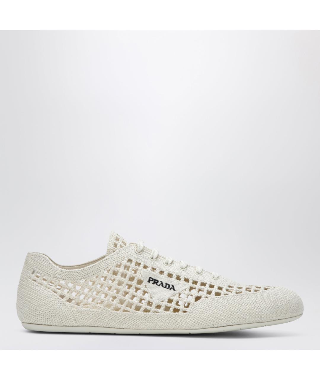 PRADA Белые текстильные кроссовки, фото 3