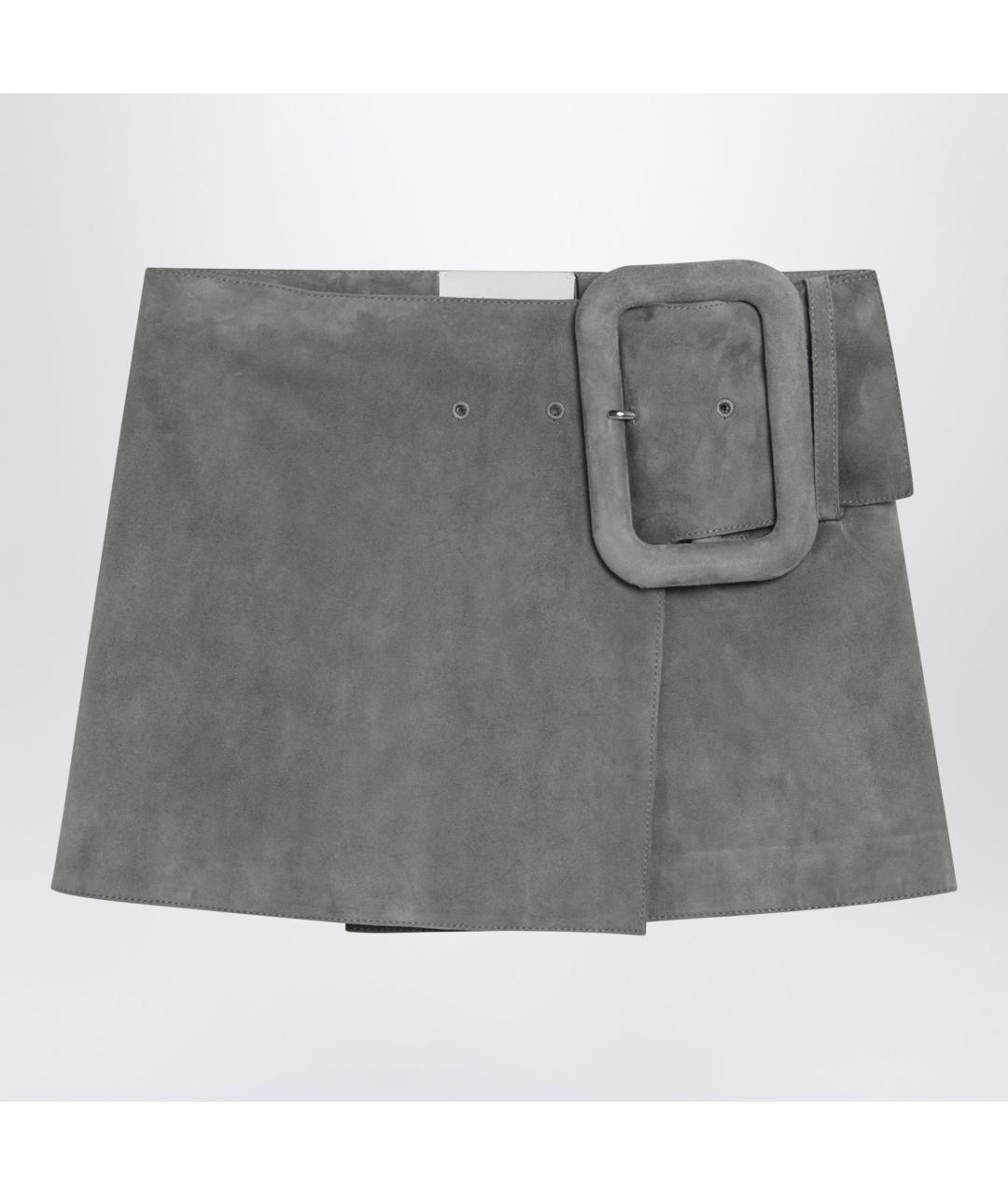 Ami Paris Серая замшевая юбка мини, фото 3