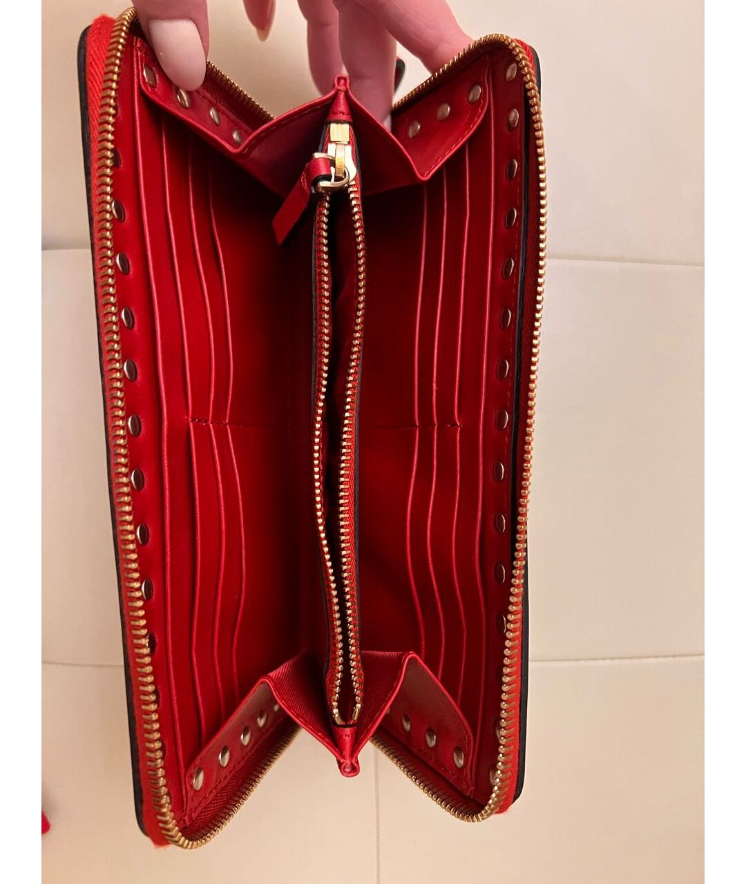 VALENTINO Красный кожаный кошелек, фото 4