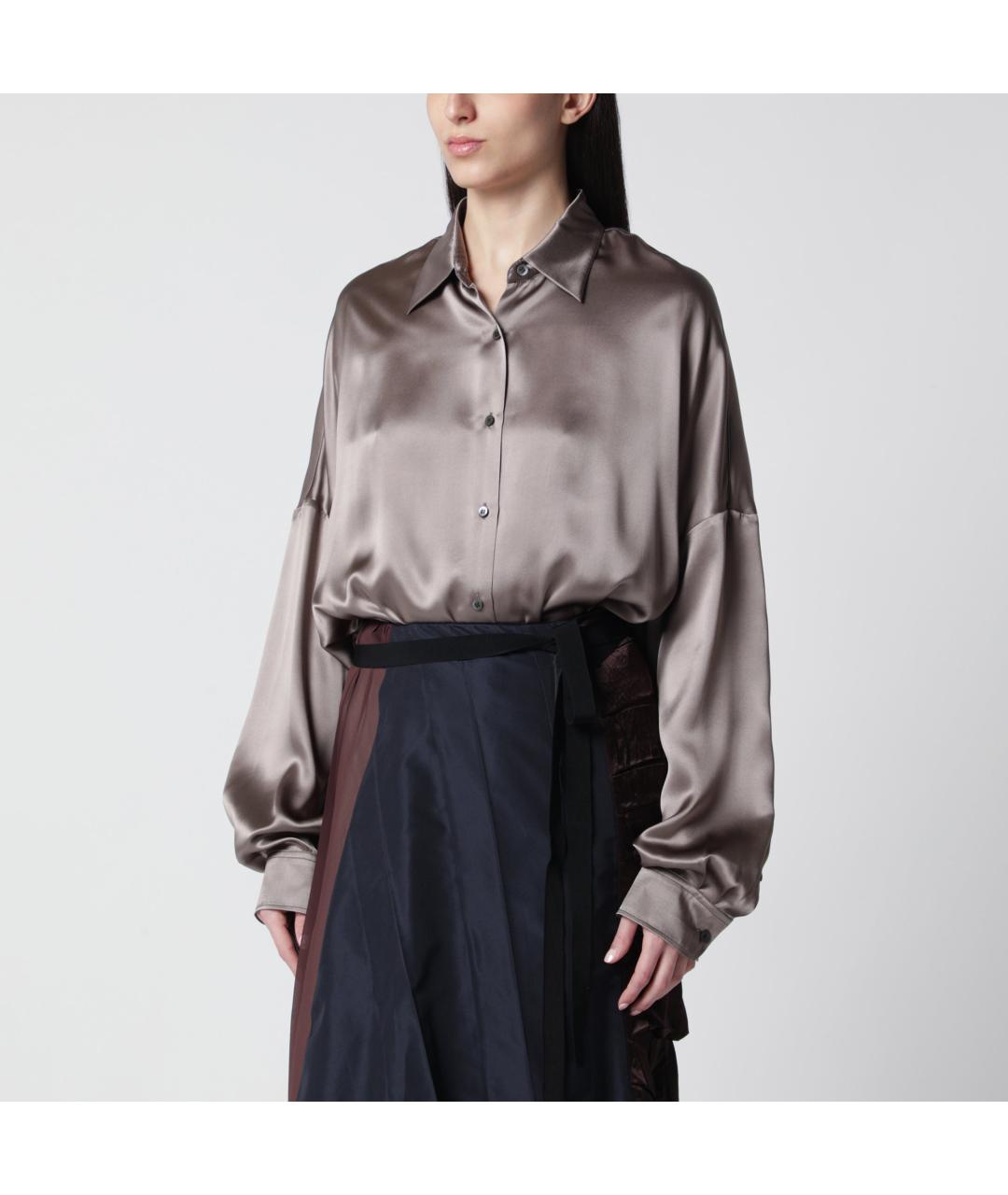 DRIES VAN NOTEN Серая шелковая рубашка, фото 3