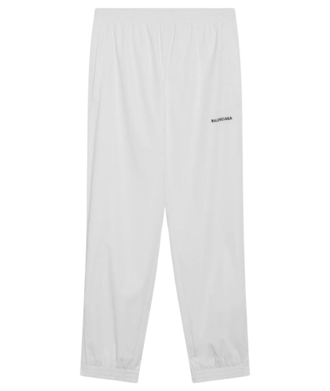 BALENCIAGA Белые полиэстеровые прямые брюки, фото 1