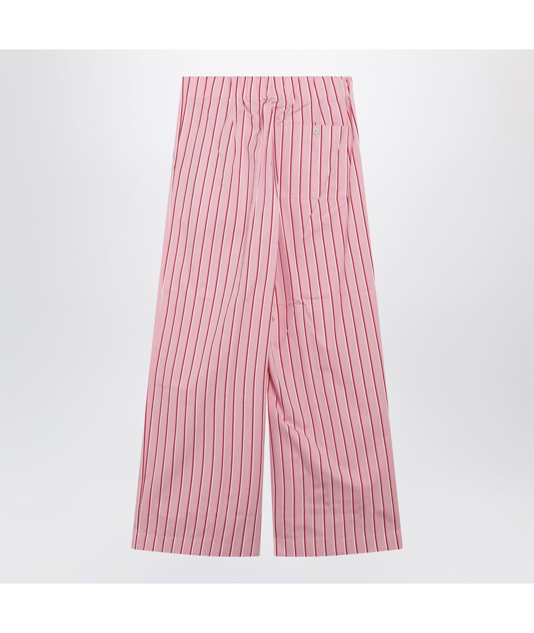 DRIES VAN NOTEN Розовые хлопковые прямые брюки, фото 2