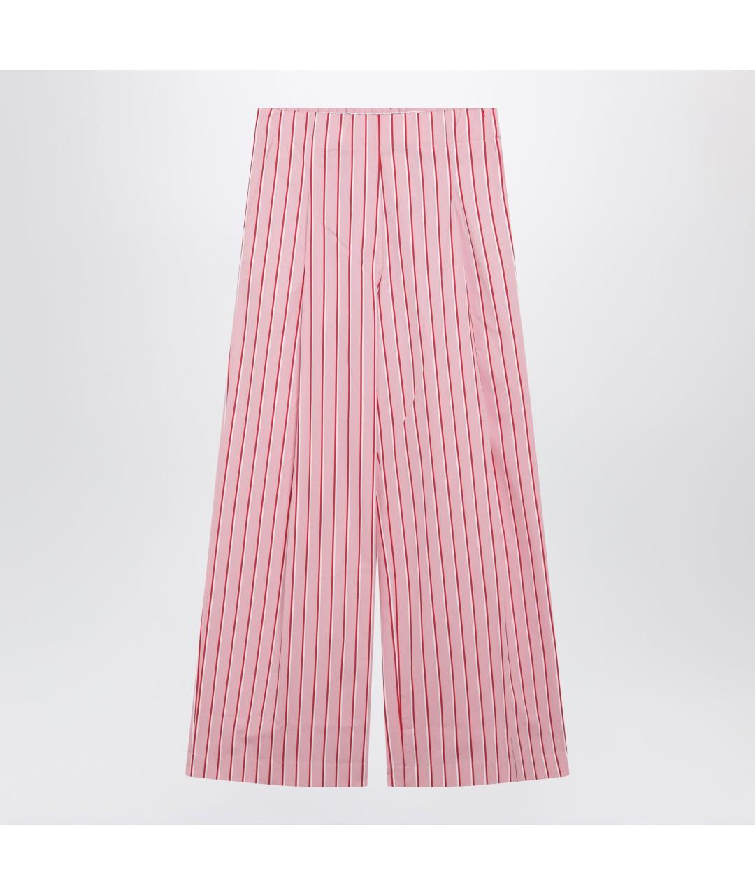 DRIES VAN NOTEN Розовые хлопковые прямые брюки, фото 3