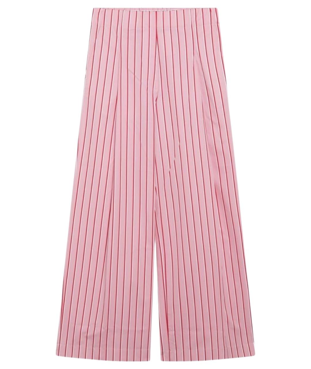 DRIES VAN NOTEN Розовые хлопковые прямые брюки, фото 1