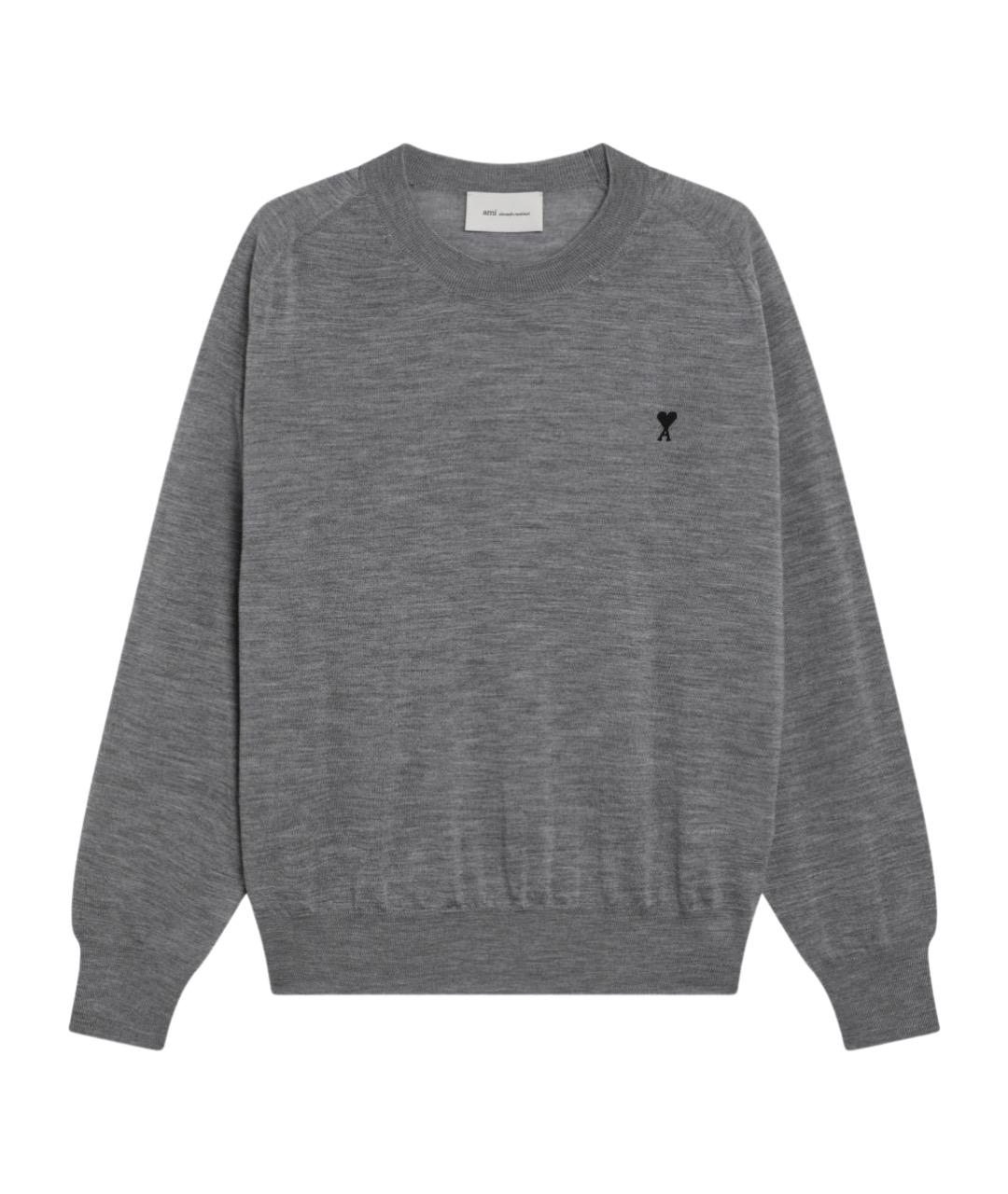 Ami Paris Серый шерстяной джемпер / свитер, фото 1