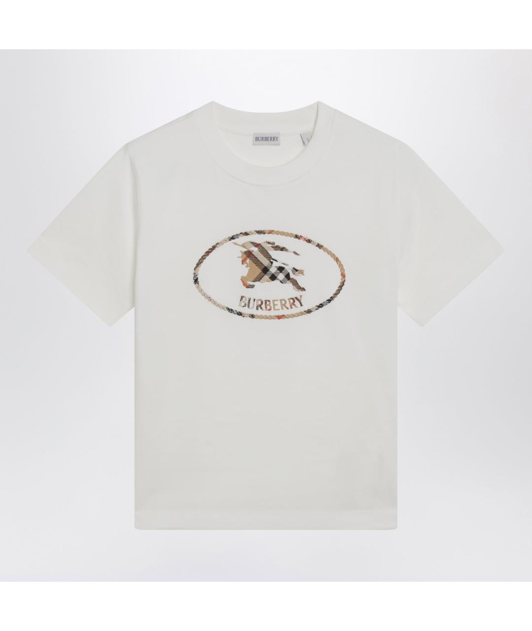BURBERRY Белая хлопковая футболка, фото 3