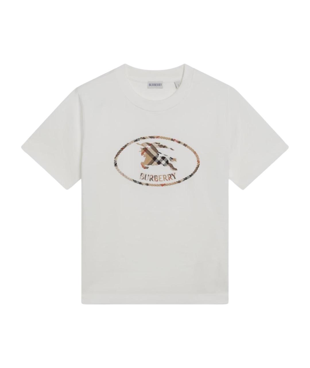 BURBERRY Белая хлопковая футболка, фото 1