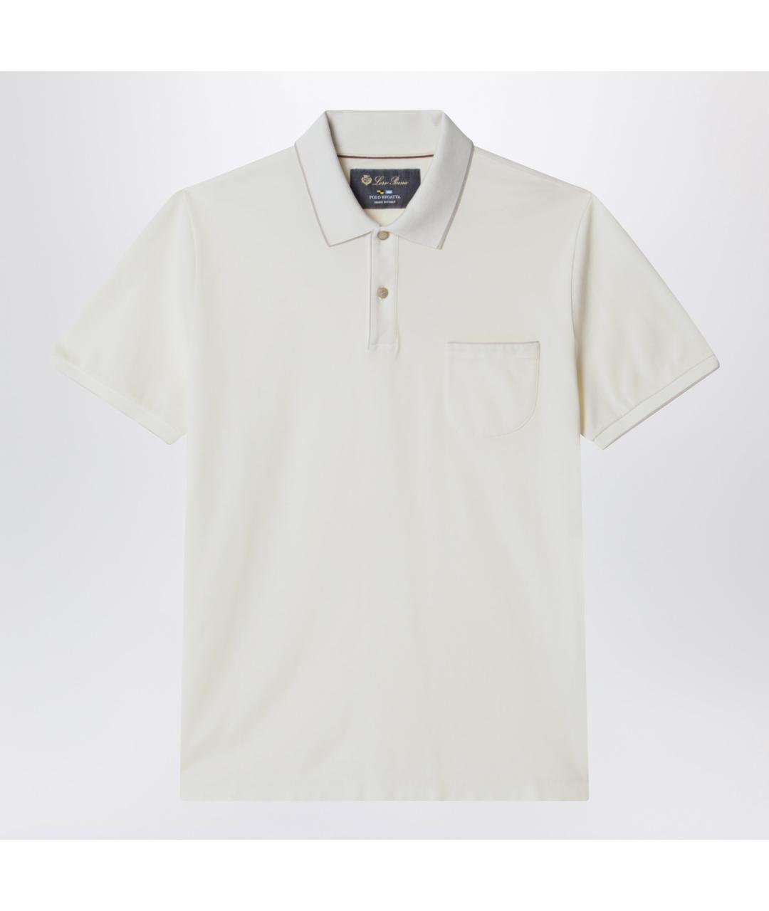 LORO PIANA Белое хлопковое поло с коротким рукавом, фото 3