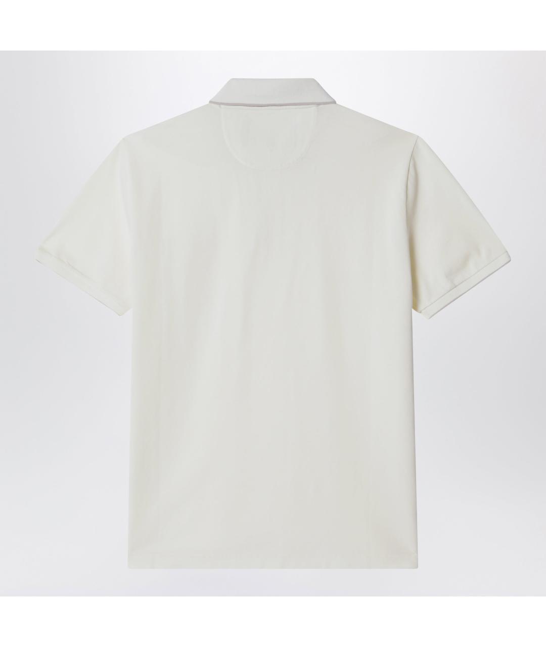 LORO PIANA Белое хлопковое поло с коротким рукавом, фото 2