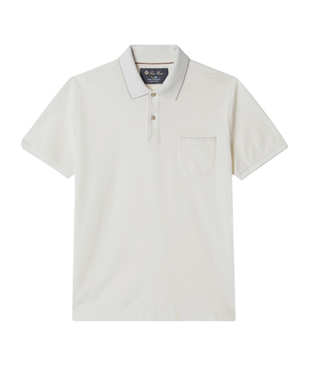 LORO PIANA Белое хлопковое поло с коротким рукавом, фото 1