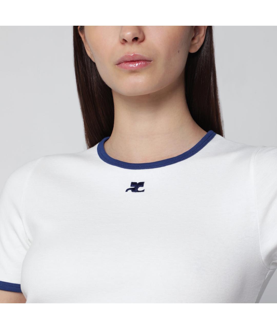 COURREGES Белая хлопковая футболка, фото 2
