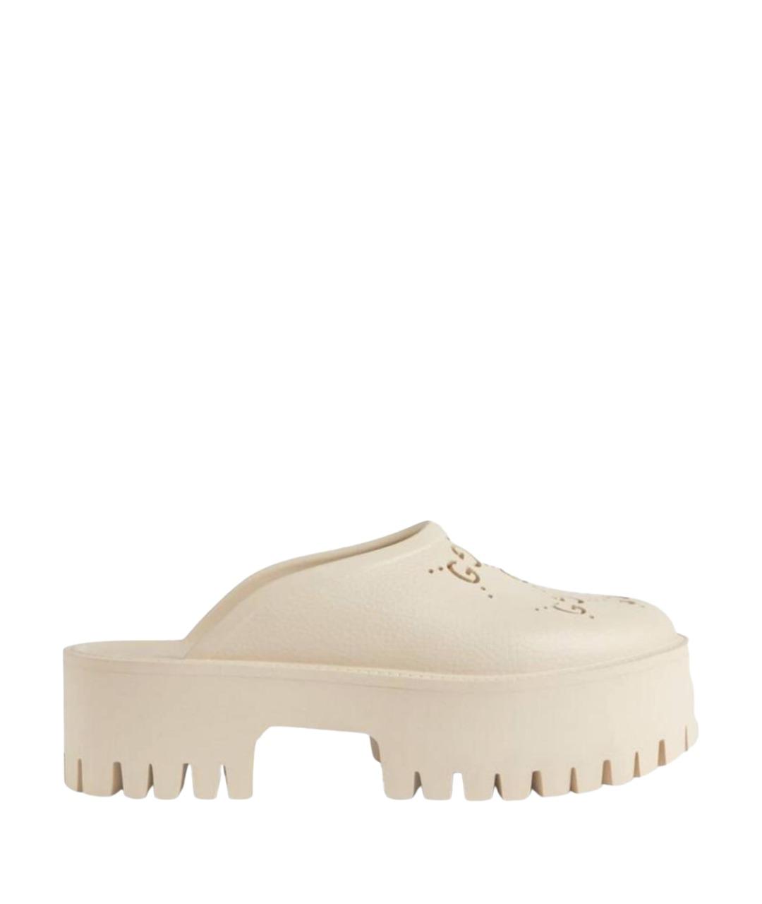 GUCCI Белые резиновые сабо, фото 1