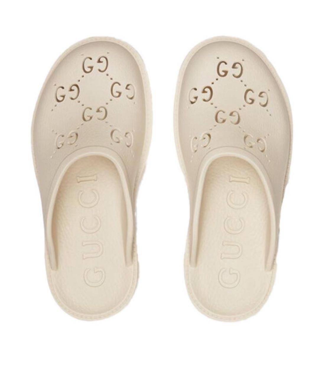 GUCCI Белые резиновые сабо, фото 2