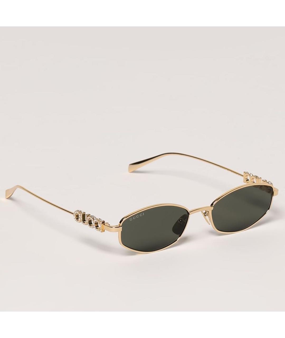 GUCCI Золотые металлические солнцезащитные очки, фото 7