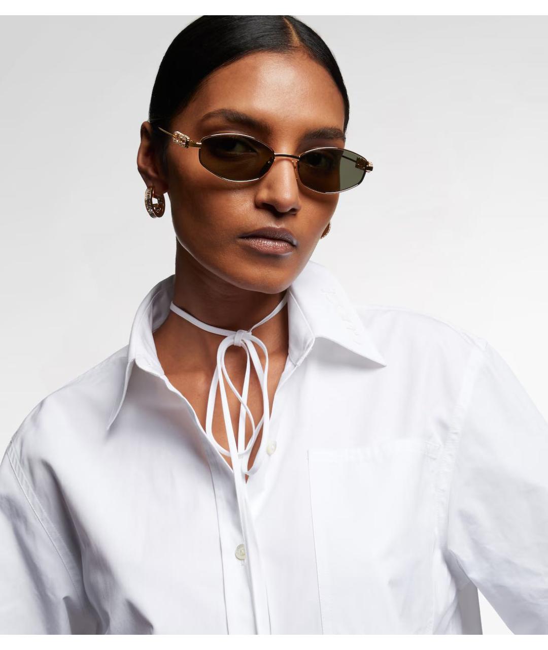 GUCCI Золотые металлические солнцезащитные очки, фото 3