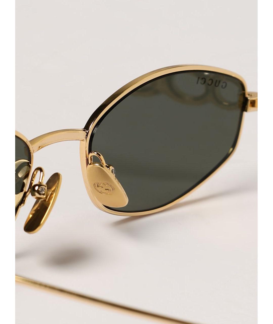 GUCCI Золотые металлические солнцезащитные очки, фото 4