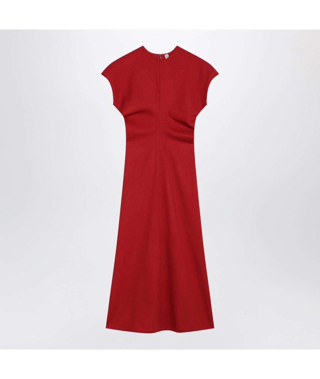 TOTEME Красное шерстяное повседневное платье, фото 3
