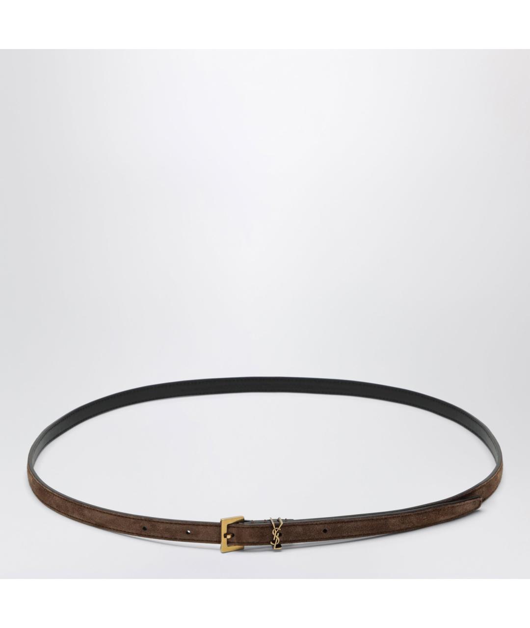 SAINT LAURENT Коричневый замшевый ремень, фото 3